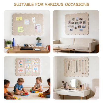 Felt Bulletin Board 24" x 18" Cork Board Alternative,Decorative Felt Pin Board Foldable Cork Boards for Walls Self-Adhesive Cork Board for Home Office Classroom Pin Board (Oatmeal)