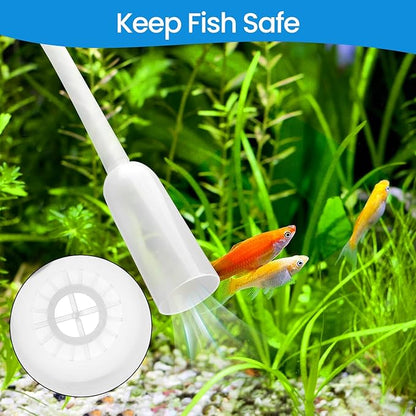 Gravel Vacuum for Aquarium Siphon, 6.4ft Fish Tank Siphon - Thick, Wide Tubing, Quick & Easy Waste Removal or Water Changes, Fish Tank Cleaner, Blue