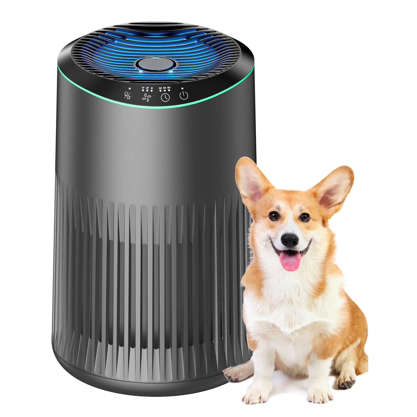 Air Purifiers for Bedroom Home, Air Purifier for Smoke Odors with Fragrance Sponge, Small Air Purifier with Sleep Mode for Bedroom Office, Blue Night Light, White, 1 Pack+3 Modes