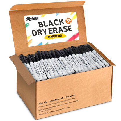 Birebebys 108 Count Dry Erase Markers Bulk, Fine Tip Whiteboard Markers for Kids Teachers, Dry Erase Pens Bulk Pack for Classroom Home, Back to School Supplies