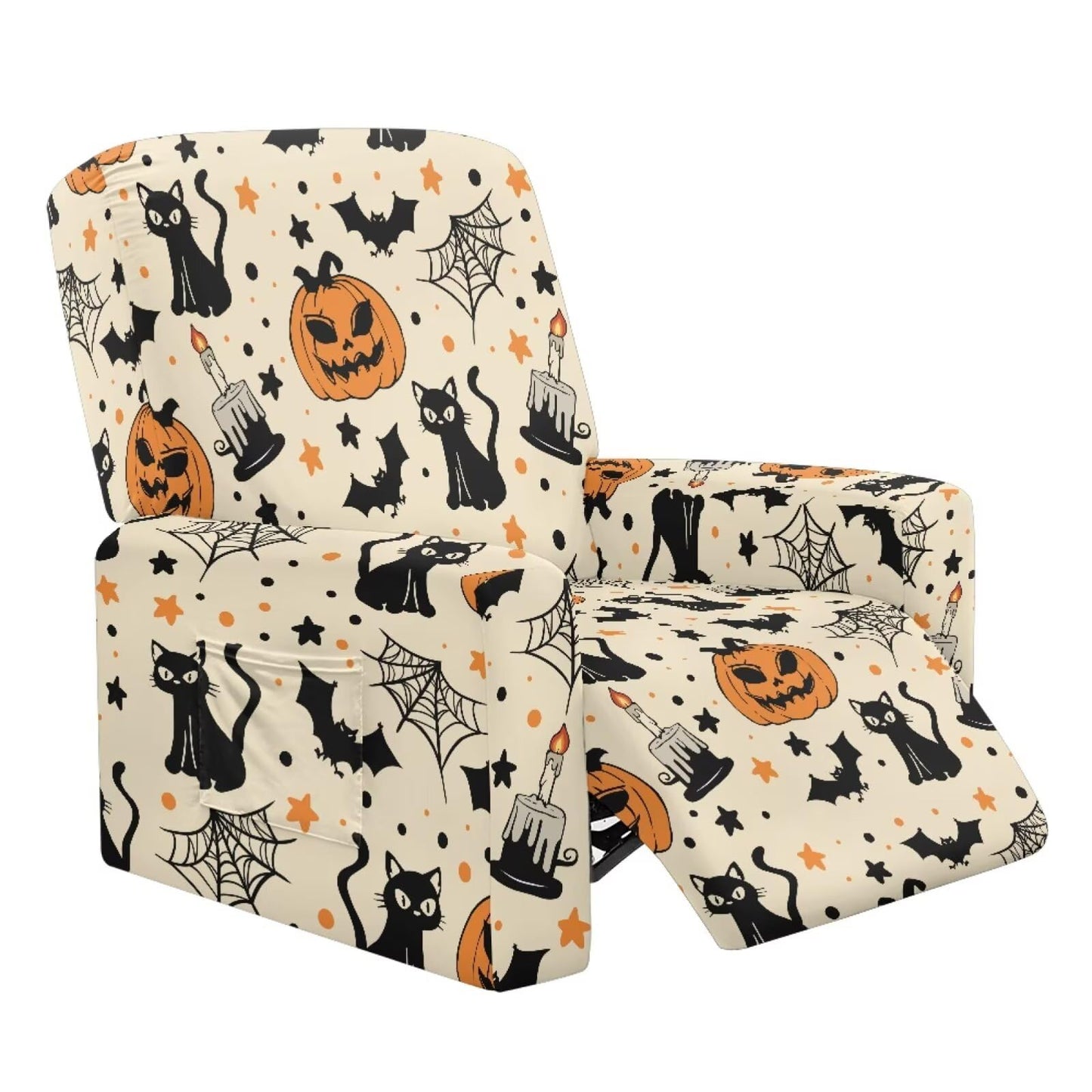 ASQVTIFE Pumpkin Recliner Covers That Stay in Place for Living Room Halloween Black Cat Electric Recliner Chair Covers Halloween Chair Cover for Recliner Halloween Decorations for Home Easy to Clean