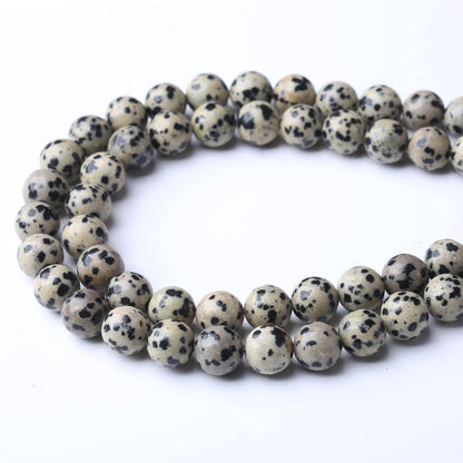36PCS 10MM Natural Dalmatian Jasper Stone Beads Energy Healing Beads for DIY Jewelry Bracelet Necklace Making for Jewelry Making15Inch