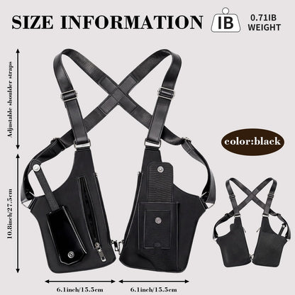 Men's Double Shoulder Armpit Bag,Anti-Theft Underarm Wallet,Fashion Leather Double Shoulder Straps Holster Wallet Adjustable Leather Multi-Purpose Armpit Tactical Bag,Travel Outdoors