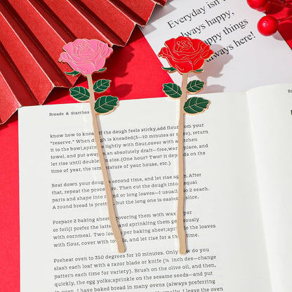 Rose Metal Bookmark Gift - an Elegant Floral Bookmark, a Durable and Stylish Reading Accessory. A Graceful Gift for Readers and Teachers, Perfect for Valentine's Day, Mother's Day (Rose 4pcs)
