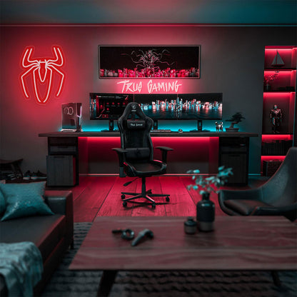 Spider Anime Room Decor Neon Sign - 9 Brightness Adjustments USB Powered Cute Spider Lamp for Boys Bedroom Wall Night Light, Happy Birthday Gift for Kids, Halloween Decoration (Red)