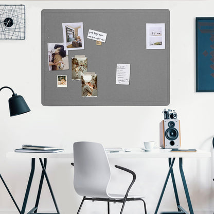 Lightomorrow Large Bulletin Board - 48 x 36 Inches, Decorative Felt Pin Board for Wall - 4' x 3' Foldable Photo Display Board with Self-Adhesive Tape, Includes 20 Push Pins - Gray