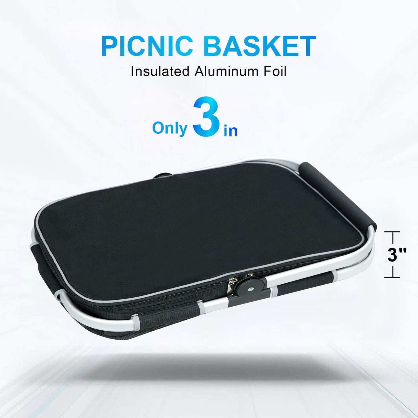 LIQING 35L Large Picnic Basket 2 Layers of Internal Pockets Leak-Proof and Insulated Folding, Internal Support Does Not House Warming Gifts New Home, Wedding Gifts for Couple