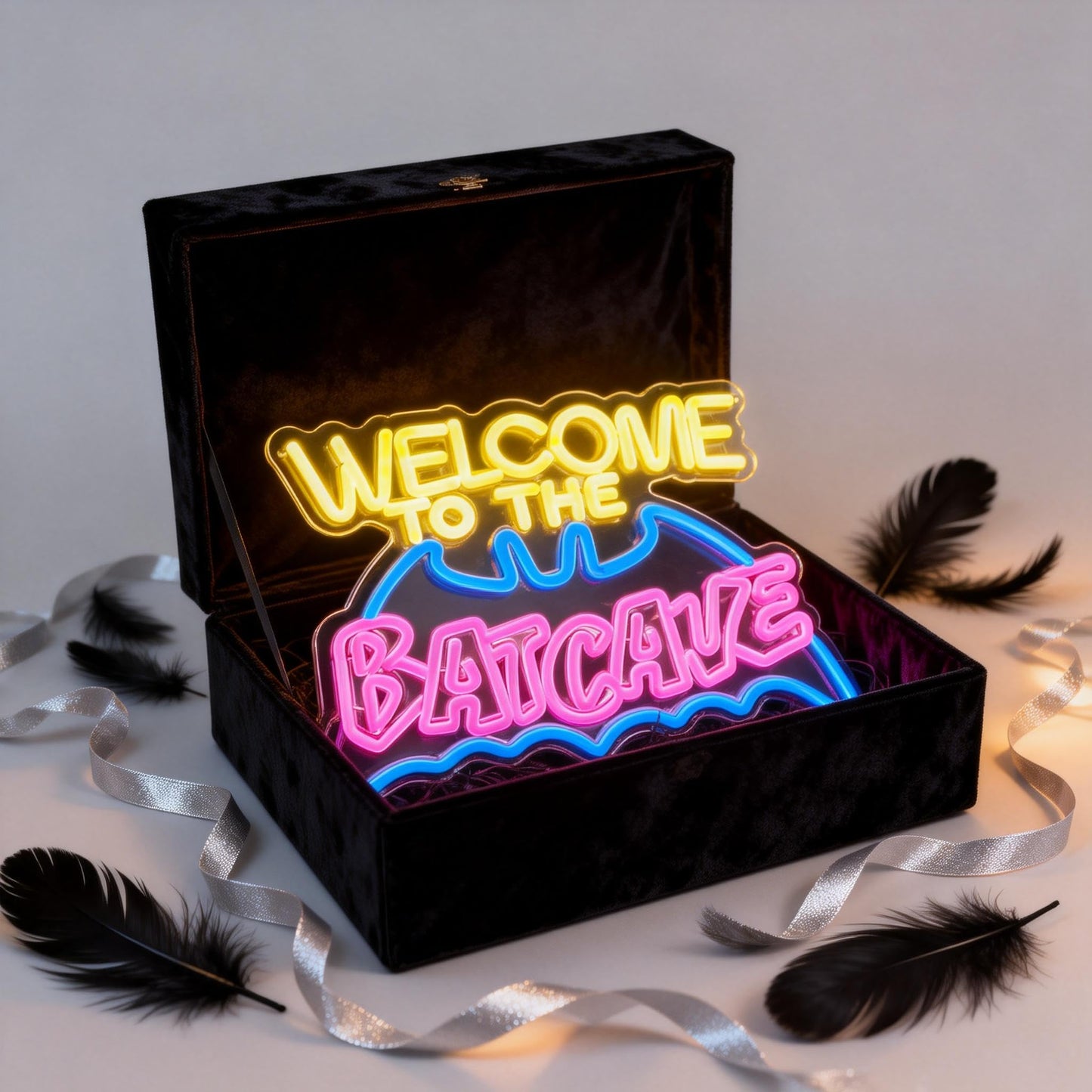 Bat Cave Neon Sign for Wall Decor - Dimmable LED Neon Light for Man Cave, Gamer Room, Bedroom, Dorm - Cool Hero Inspired Wall Art & Gift - 16.5 x 11 Inches, USB Powered