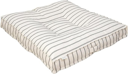 Harry Barker Striped Pillow Dog Bed, Luxury Washable Pet Bed with Recycled Fill, Soft Square Cushion Bed for Medium Dogs & Cats, Cream & Black