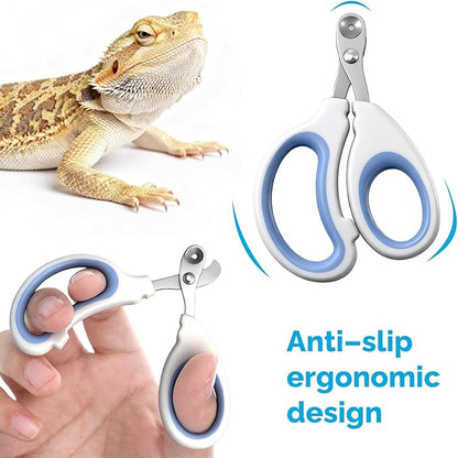 Small Animal Nail Clippers, Stainless Steel Bearded Dragon Nail Clippers, Cat Nail-Clipper, Professional Reptile Grooming Tool with Precise Angled Edge, Claw Trimmer for Birds, Cat, Dog Small Animals
