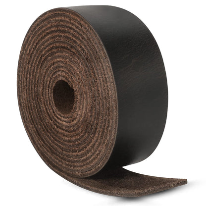 Ringsun 1 Inch Wide Flat Leather Straps for Crafts, Full Grain Leather Strips Cord String for Crafts, Tooling (2mm Thick 72.5 Inches Long Black Coffee)
