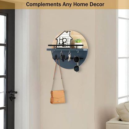 dreampossible Key Holder for Wall Decorative with Shelf and Hooks, Mail Organizer Wall Mount with Sunglasses Holder, Circular Design Entryway Key Rack Hanger, Rustic Home Decor