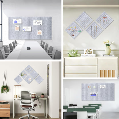 Large Cork Board for Office, 8 Pack Felt Wall Tiles with Slat Wall Paneling and Safe Removable Adhesive Tabs, Felt Bulletin Board Pin Board Cork Boards for Walls - Gray Marble