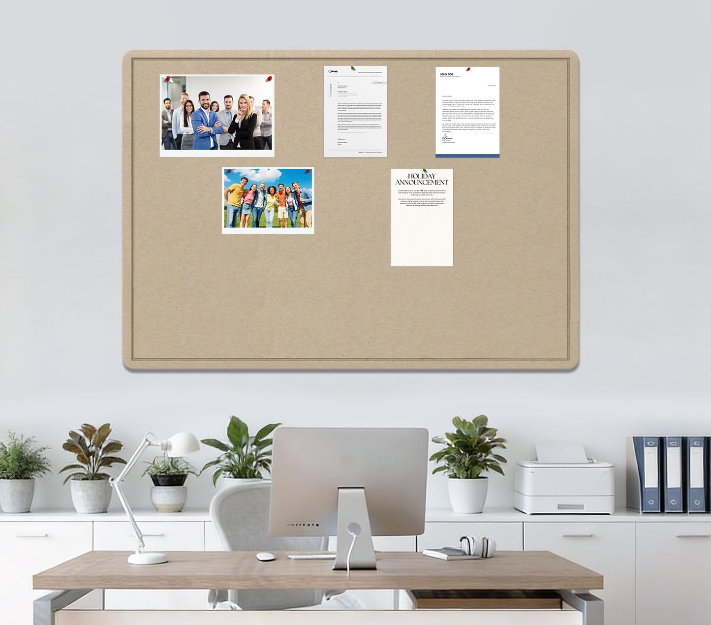 Large Bulletin Board, 48 X 36 inches Felt Board Notice Pin Board, 4' x 3'Cork Board Alternative for Wall, Self-Adhesive Vision Board Mood Board Foldable Photo Board with 30 Pushpin (Beige Brown)