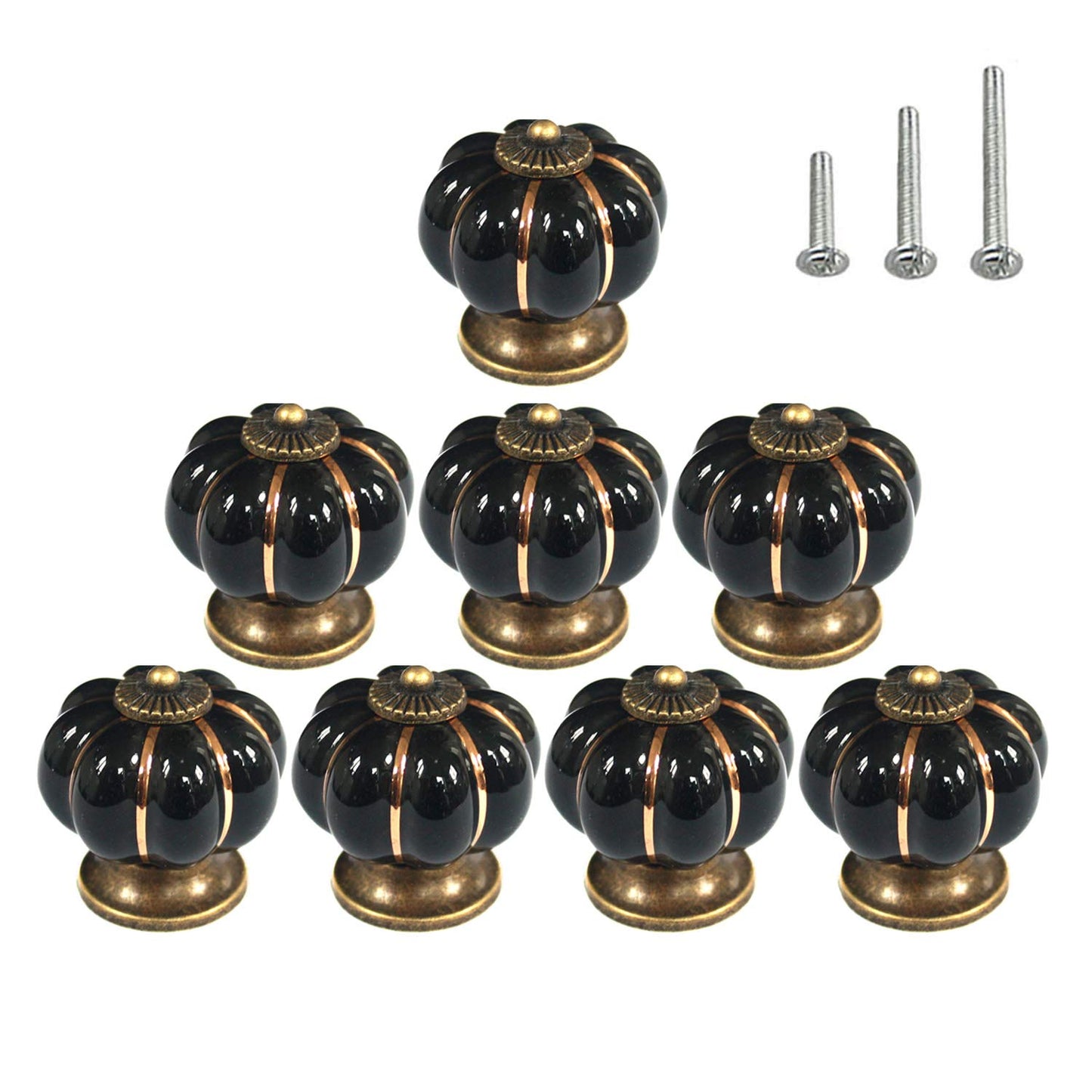 HUAMULAN 8PCS Ceramic Knobs Cabinet Drawer Pumpkin Shape Glazed Cupboard Dresser Pull Handle DIY Decor Kitchen Furniture Door Kids Room