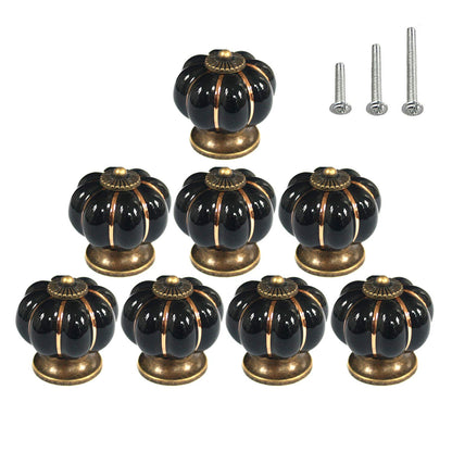 HUAMULAN 8PCS Ceramic Knobs Cabinet Drawer Pumpkin Shape Glazed Cupboard Dresser Pull Handle DIY Decor Kitchen Furniture Door Kids Room