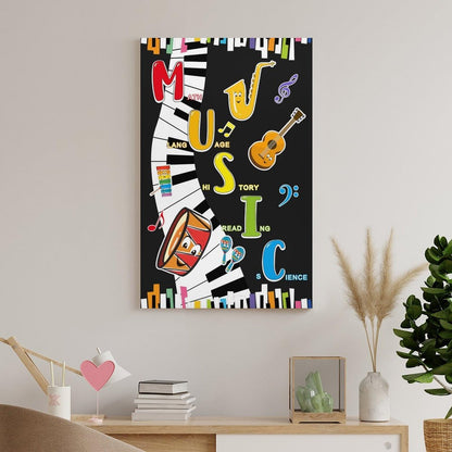 LINWDSB Music Themed Poster Musical Notes Wall Art Colorful Music Poster for Kids Students Classroom School Chalkboard Nursery Wall Back to School Supplies Unframe style 16x24inch(40x60cm)