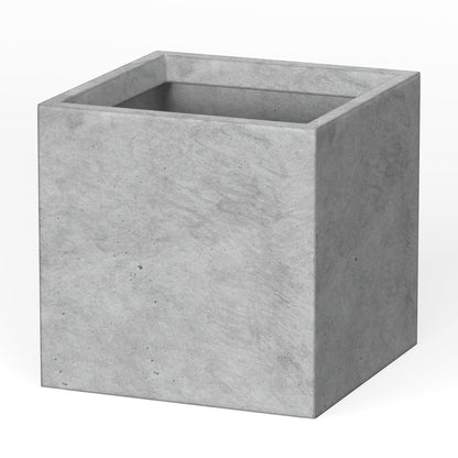 Kante 10 Inch Square Concrete Planter for Outdoor Indoor Home Patio Garden, Large Plant Pot with Drainage Hole and Rubber Plug, Natural Concrete