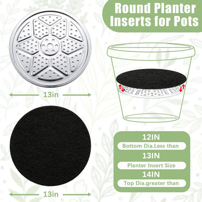 luperasol 8PCS Planter Inserts for Large Pots, 13" Reusable Round Planter Inserts for Large Tall Pots and Liner with Drainage Holes for Place Inside Planters Use Less Potting Soil