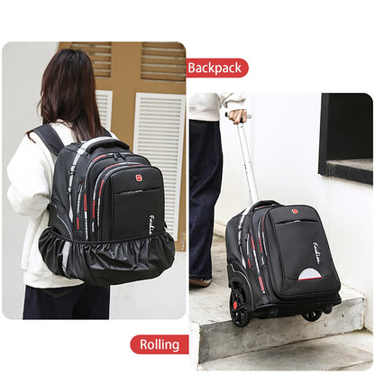 WMHYLYH Waterproof Rolling Backpack for Women and Men, Laptop Backpack with Wheels for Adults, Carry on Backpack with Large Wheels for Travel and Business Commuter (Black, 22inch)