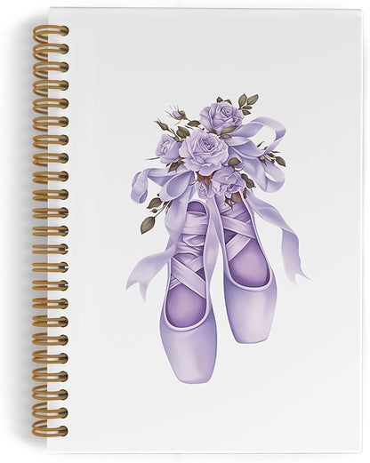 Purple Bow Ballet Dance Journal Notebook, Coquette Dancing Spiral Notebook, Ballet Dancer Teacher Gifts Notebooks for School Work, Ballerina Dance Office Supplies Gifts for Girls Women, 5.5x8.3
