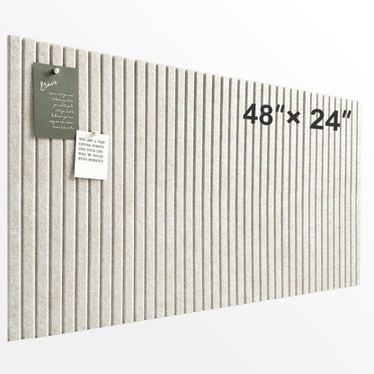 Large Cork Board for Office, 8 Pack Felt Wall Tiles with Slat Wall Paneling and Safe Removable Adhesive Tabs, Felt Bulletin Board Pin Board Cork Boards for Walls - Oatmeal