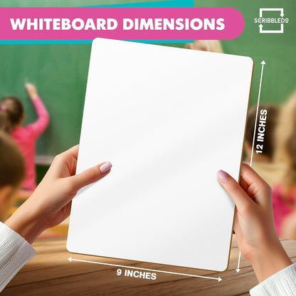 Scribbledo 24 Pack Small Dry Erase Boards for Students, Mini White Boards 9 x 12 Double Sided, Classroom Whiteboards for Kids, School, Teachers Student Lapboards with 24 Erasers