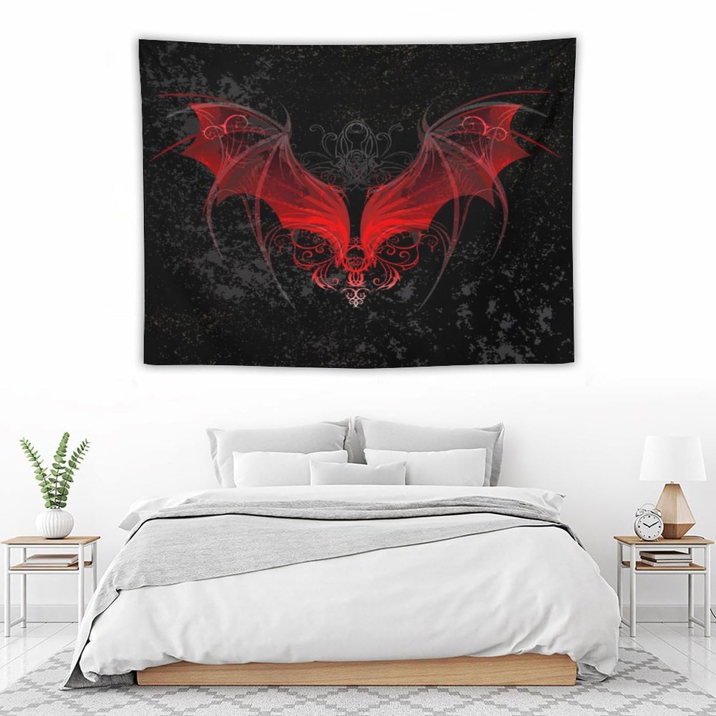 HZOHNAGO Gothic Tapestry Retro Red Bat Pattern Printed Wall Tapestry Wall Hanging for Bedroom Living Room Dorm 40" W x 30" H