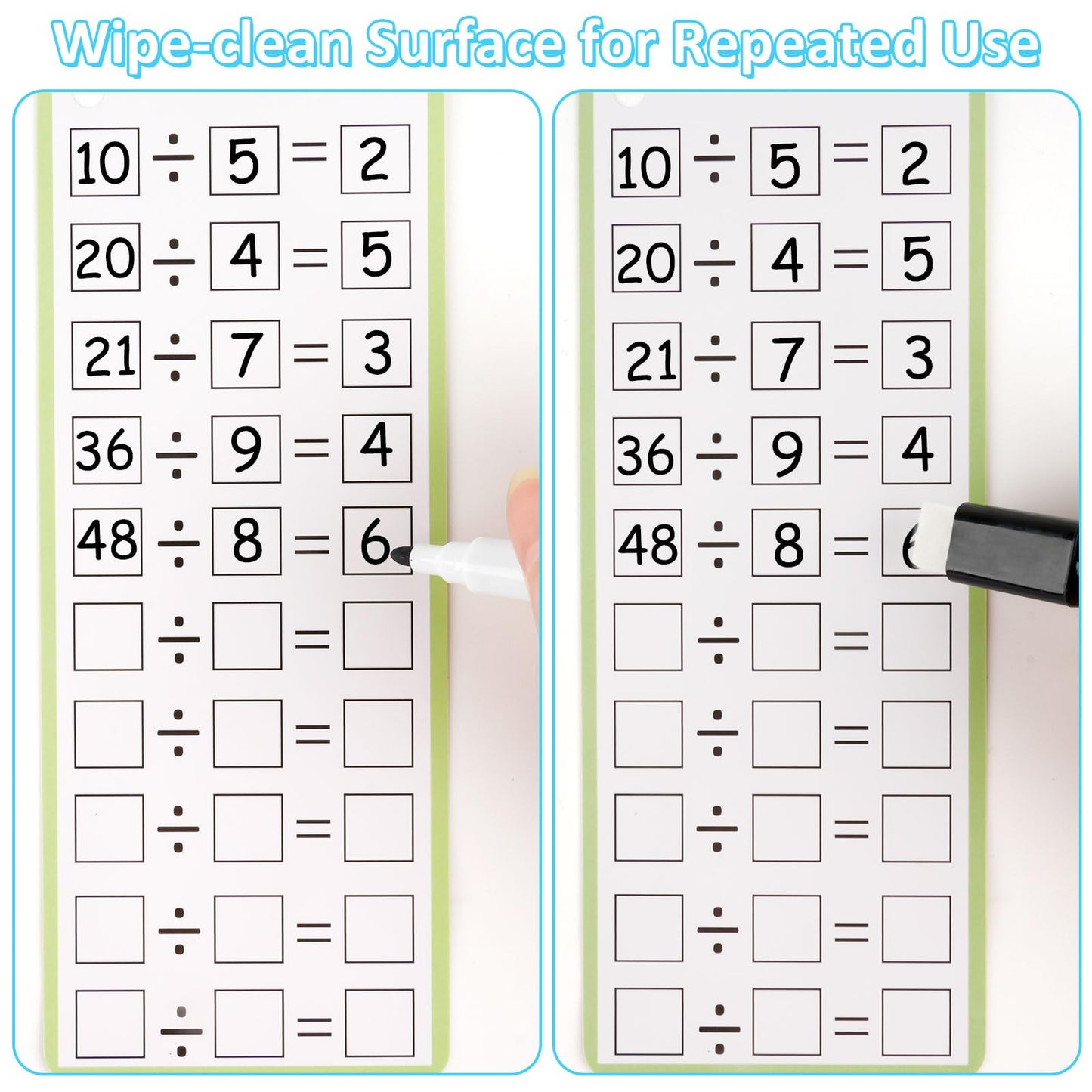 PEASUG Multiplication and Division Flash Cards 30 Pcs, 0-12 Math Flash Cards with 4 Dry Erase Pens 2 Rings, Educational Time Table Flash Cards for 1st-3rd Graders Multiplication Game