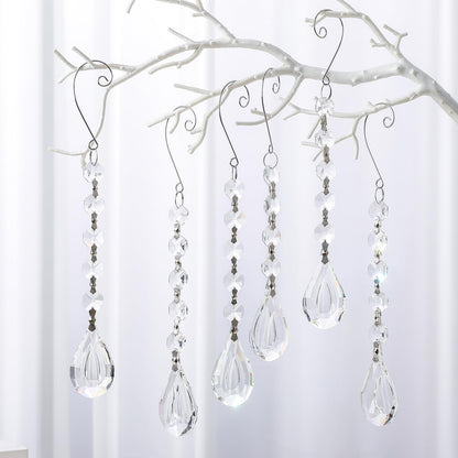 Sun Catchers with Crystals, 6Pcs Hanging Crystals Suncatchers for Windows, Clear Suncatchers Prisms Glass Pendant for Chandeliers, Garden, Christmas Tree Decor