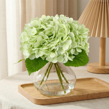 AMORISE Real Touch Artificial Hydrangea in Vase,Premium Faux Flowers with Faux Water for Home Decoration,Coffee Table,Wedding,Green Fake Hydrangea with Vase for DIY Floral Arrangements