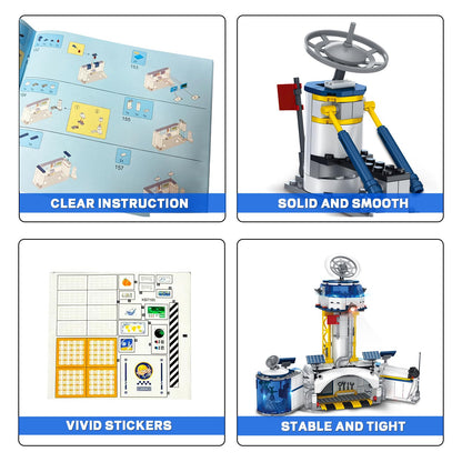 Sitodier Space Station and Rocket Launch Building Blocks Set, Space Exploration Toy for Creative Role Play, Explore Moon Bace Adventure Toy 1 Big and 6 Small Models for Kids Boys 7 8 9 10 11 12 13 14