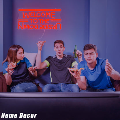 BMLOPZ Welcome To The Upside Down Neon Sign Dimmable Neon Lights for Wall Décor USB Powered LED sign for Bedroom Game Room Man Cave Great Gift for Birthday christmas etc;(16.4 * 8.3 inches)