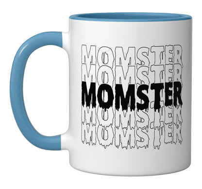 Halloween Momster Spooky Costume Pumpkin Mom Women Ceramic Mug, Blue/White
