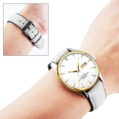 BINLUN Leather Watch Bands Quick Release 14mm-22mm Breathable Micro-Perforated Leather & Rubber Hybrid Watch Straps Silicone-Lined SmartWatch Replacement Bands Men Women (White,Black Buckle,22mm)