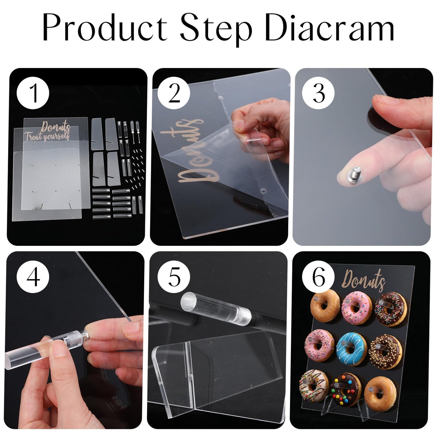 Meyeyaia 2 Pack Donut Wall Display Stand for Dessert Table, Clear Acrylic Donut Board Display Holder Wall Stand for Wedding Birthday Holiday Party Bridal Baby Shower Decorations, 13.78 x 9.84 Inch
