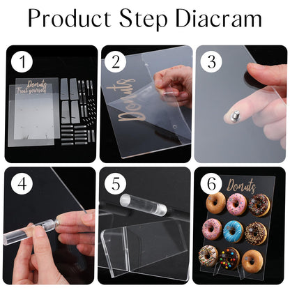 Meyeyaia 2 Pack Donut Wall Display Stand for Dessert Table, Clear Acrylic Donut Board Display Holder Wall Stand for Wedding Birthday Holiday Party Bridal Baby Shower Decorations, 13.78 x 9.84 Inch