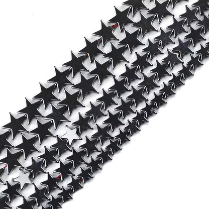 HAAMIIQII 50pcs 10mm Natural Black Hematite Loose Gemstone Beads Star Shape Spacer Stone Beads for Jewelry Making DIY Bracelets Necklaces Crafting