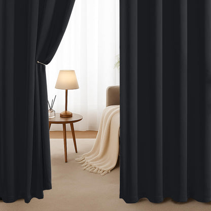 Simplebrand Halloween Black Out Curtains for Bedroom 72 Inches Long 2 Panels Set, Solid Thermal Insulated Privacy Room Darkening Window Curtains for Living Room, Soft Blackout Drapes, W50 x L72 Inch