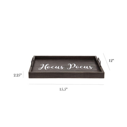 Elegant Designs HG2000-KHP Halloween Witch Decorative Wood Serving Tray w/Handles, 15.50" x 12", Black Wash Hocus Pocus