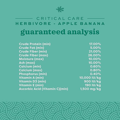 Oxbow Critical Care Herbivore Assist Feeding Formula for Rabbits & Guinea Pigs, High Fiber Timothy Hay Recovery Food, Natural Apple Banana Flavor, Vet Recommended Emergency Nutrition, 141g 3 Pack