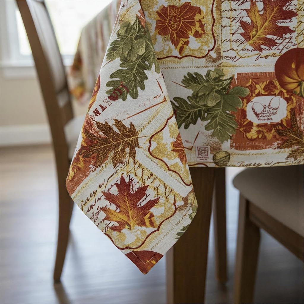 HOMETYGER Cotton Tablecloth 59 x 31 Inch,Rectangular Table Cover for Kitchen Dining Table, Washable Decorative Tablecloth for Everyday Use (Orange Pumpkin)