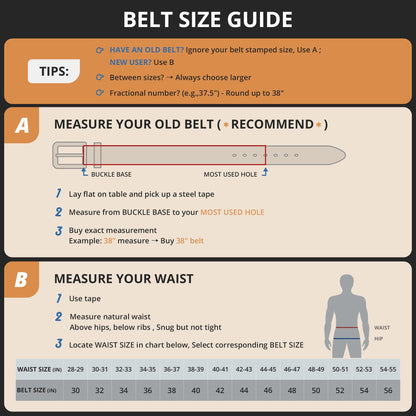 Buffway Men's Leather Belt,1.5" Handcrafted Top-Grain Leather – Durable,Comfortable,Suitable for Everyday Formal & Casual Wear - Size 34" Brown