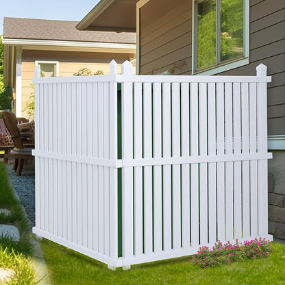 Classic White Vinyl PVC Air Conditioner & Trash Can Fence, 2 Panels, 50" W x 50" H, Easy to Install, All-Weather Durable, HOA Compliant, Privacy & Security