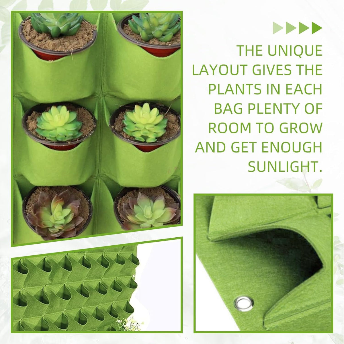 LITLANDSTAR 18 Pockets Hanging Grow Bags, 2 Pack Horizontal Wall Planter Plant Grow Bags Outdoor Indoor Hanging Planter for Balcony/Railing/Fence/Yard/Garden/Home Decoration, Green