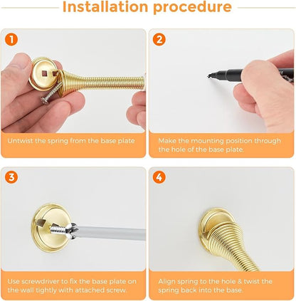 Ravinte Door Stoppers, 24 Pack Gold Spring Door Stops with Rubber Bumper, Stoppers for Bottom