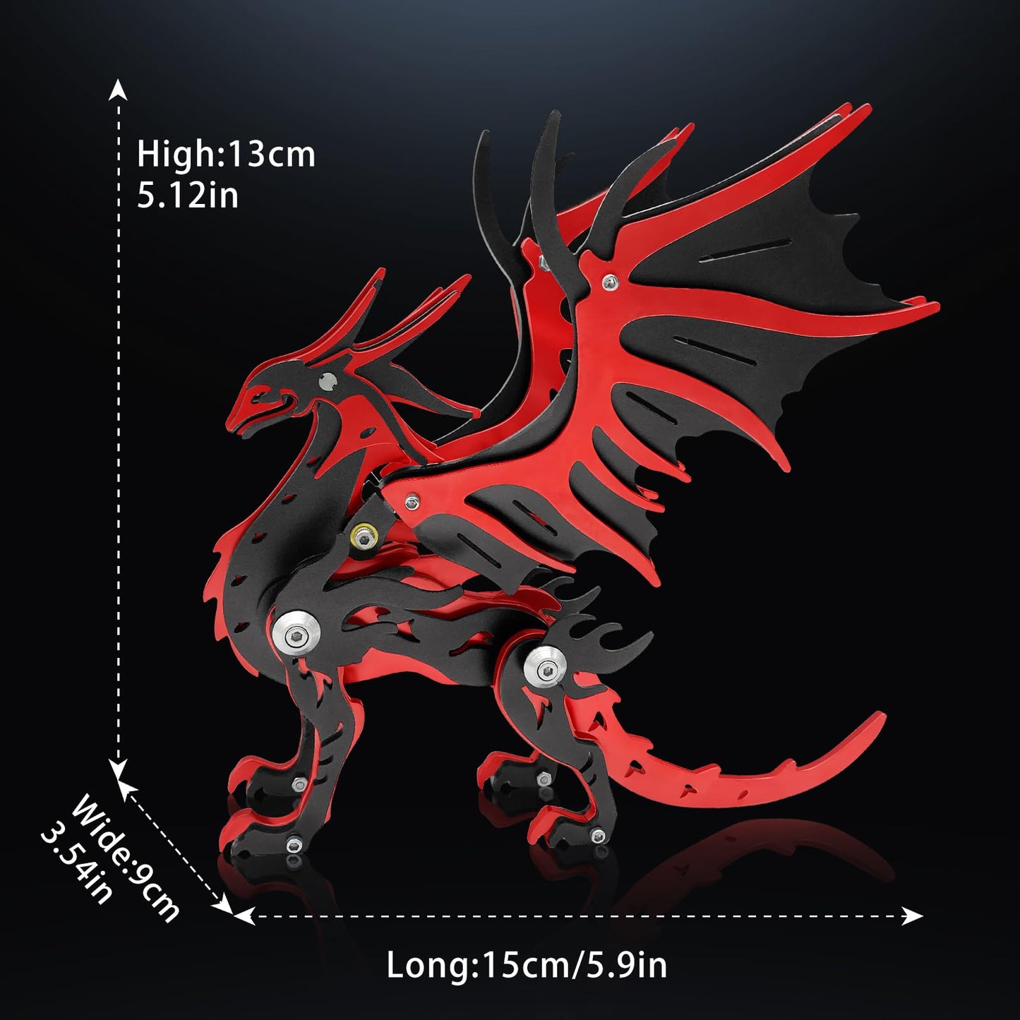 3D Metal Puzzles,3D Metal Puzzle for Adults,Mechanical Model Kit Magic Wing Dragon Black Clothes,Steel 3D Puzzles Stainless Steel Ornaments for Adults Home Decor Art Craft Gifts Toys.