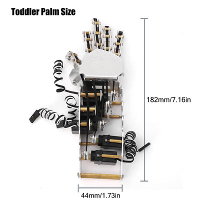 Robot Hand Kit, 5 Finger 180 Degree Movement Bionic Mechanical Arm DIY Kit with Analog Servos and Acrylic Aluminum Frame for Robotics Education and Secondary Development