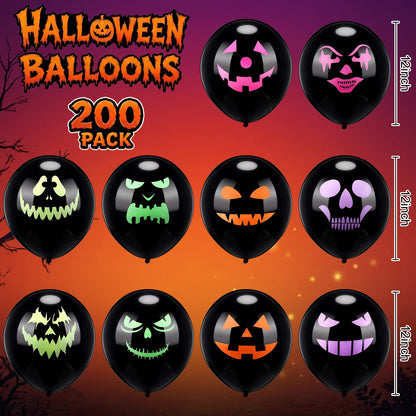 Kasyat 50 Pcs Halloween Neon Glow Ghost Balloons 12 Inches Black Light Reactive Fluorescent Latex Balloons Fluorescent for Halloween Funny Party Decoration