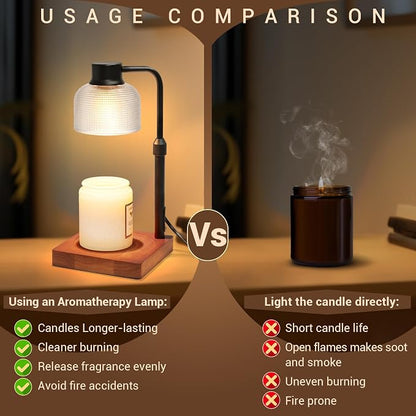 KLL Candle Warmer Lamp with Timer: M Birthday Gift for Women - House Warming Gift New Home Decor, Dimmable Wax Melt Warmer for Jar Candles with 2 Bulbs - Brown